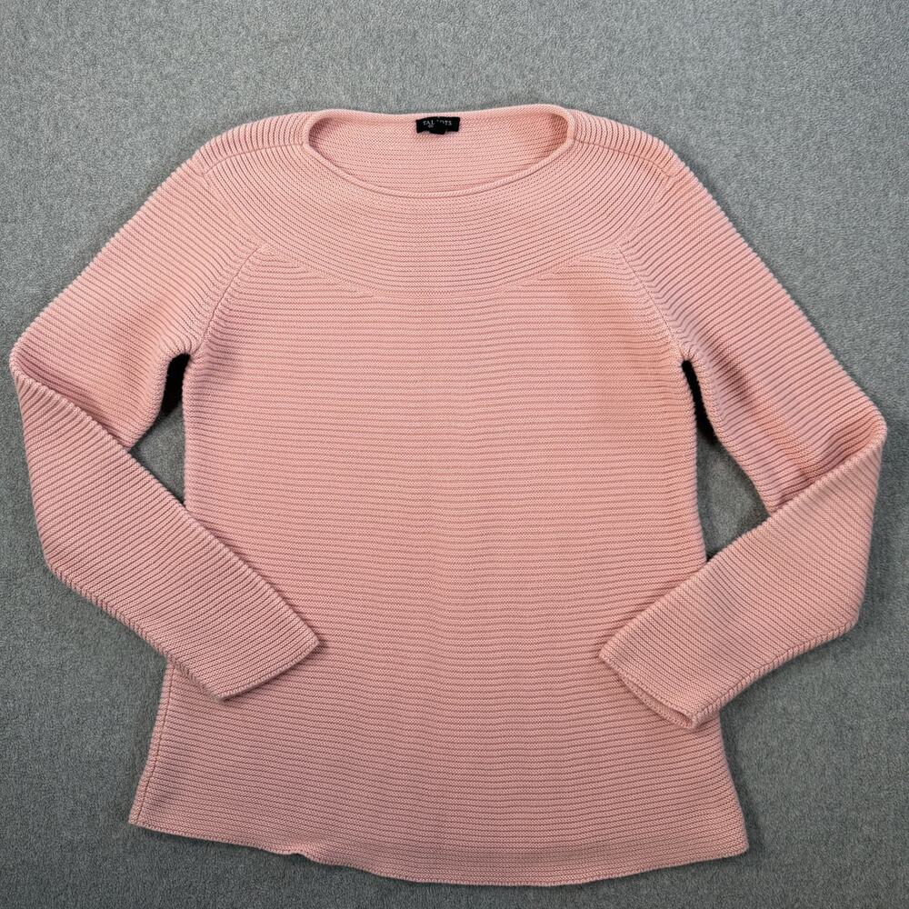 Talbots Women's Medium Pink Ribbed Knit Sweater Rolled Collar Long Sleeve
